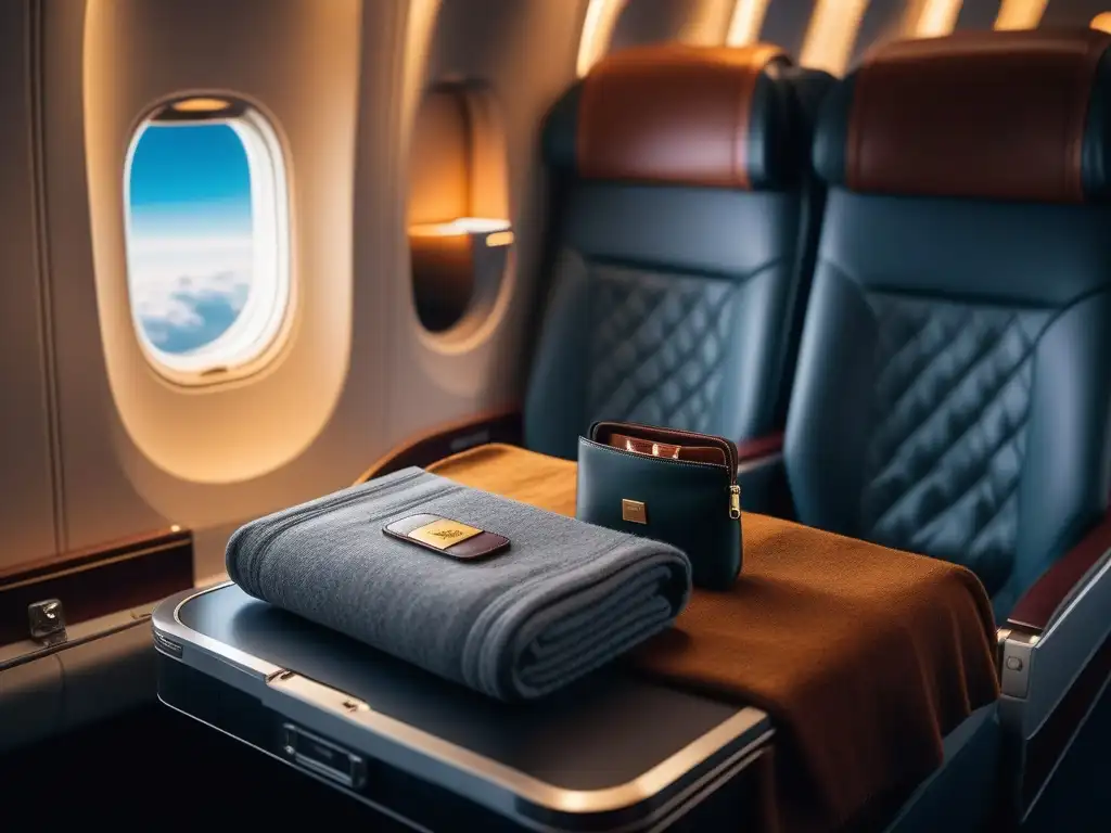 Primera Clase de Lujo: Equipamiento de Viaje Exclusivo Accesorios de lujo para viajes: Primera clase en avión con mantas de cachemira, kit de diseño y audífonos de cancelación de ruido