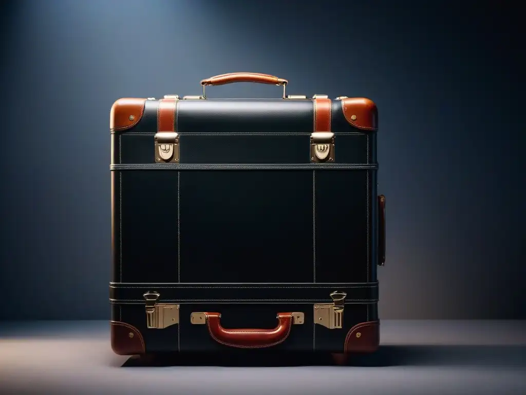 Set de maletas de lujo en cuero vegano: elegancia y estilo Accesorios de viaje veganos de lujo: Elegante maleta de cuero vegano en un ambiente sofisticado