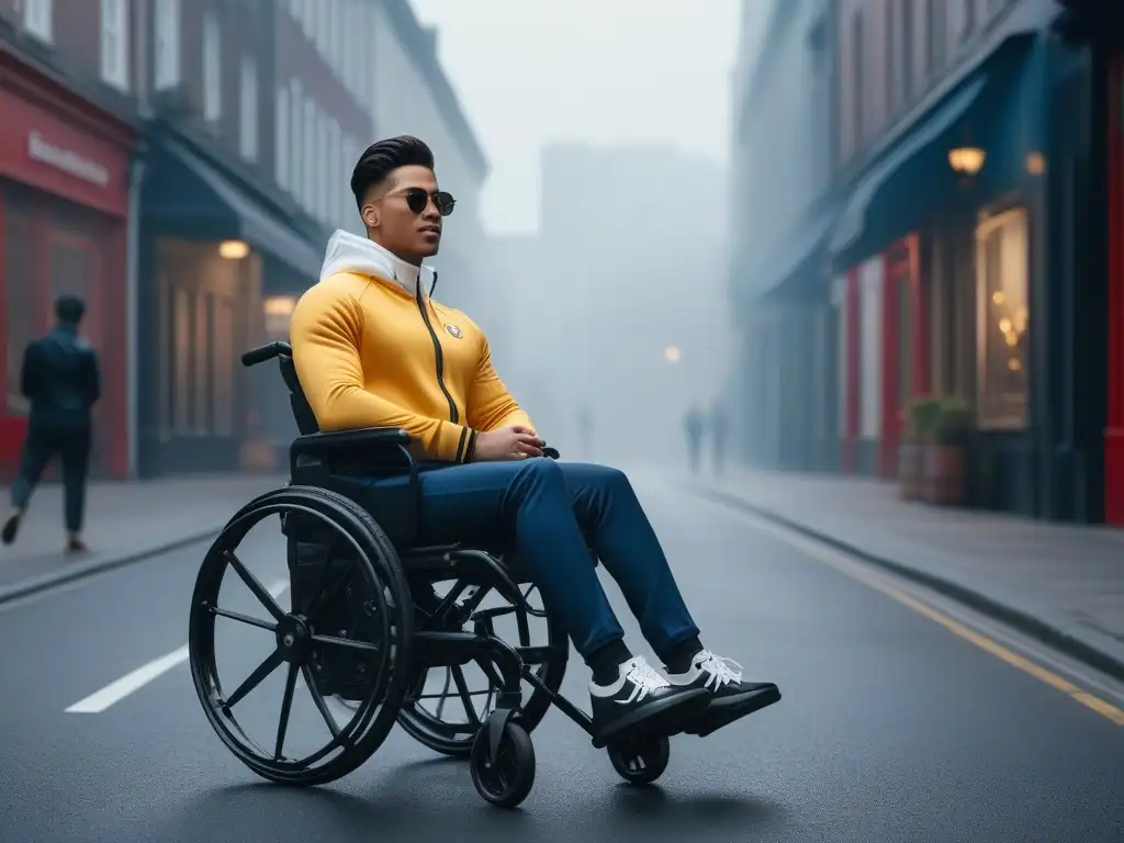 Moda adaptativa para adolescentes: inclusión y estilo en la ciudad Adolescentes diversos visten ropa adaptativa que refleja su personalidad, en una ciudad inclusiva