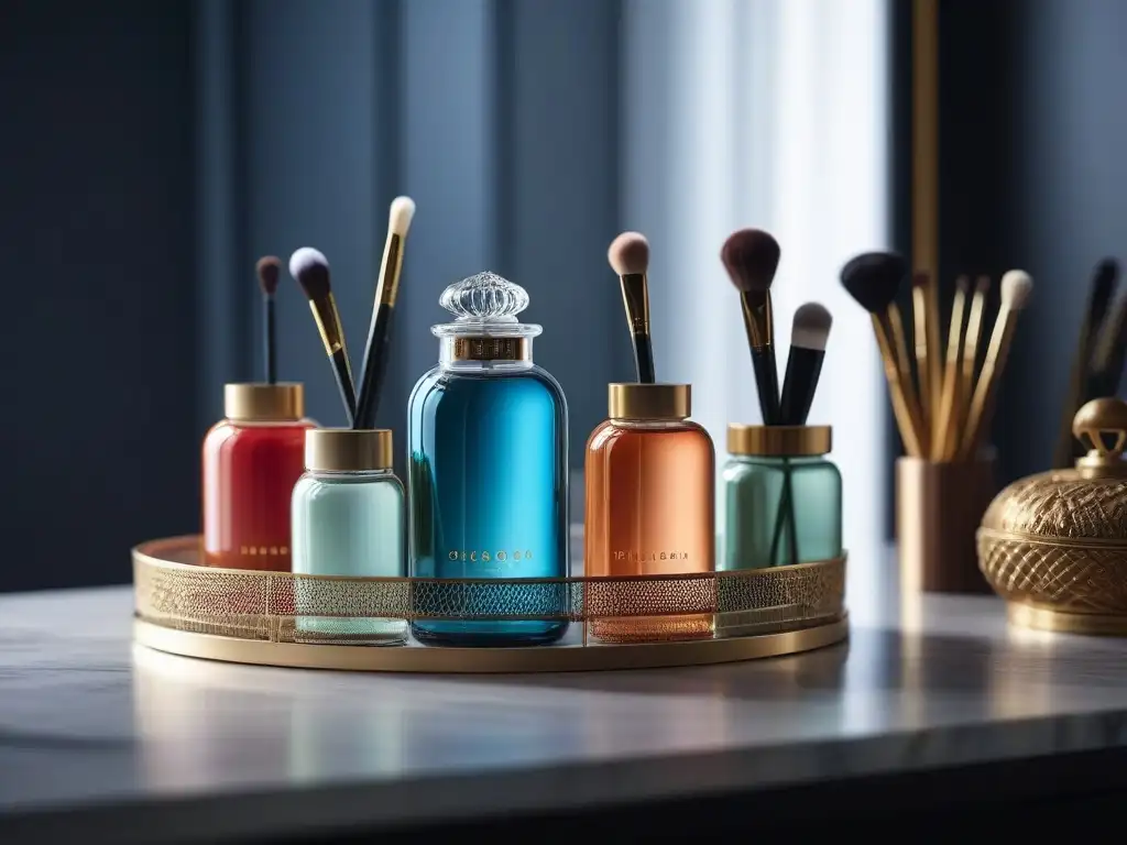 Vanity table de lujo: organización glamurosa de cosméticos de alta gama Almacenamiento correcto de productos de belleza de lujo en una elegante mesa de tocador