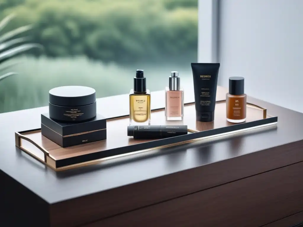 Organización de lujo: belleza y elegancia en cada detalle Almacenamiento correcto de productos de belleza de lujo en una mesa elegante bajo la luz natural