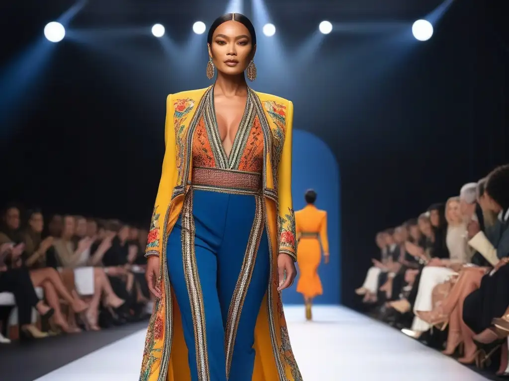 Desfile de moda inclusivo: diversidad y empoderamiento en pasarela Una alta resolución mostrando modelos diversos desfilando con confianza en una pasarela moderna y luminosa