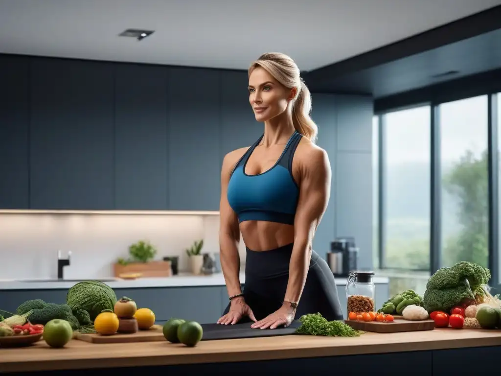 Estilos de vida saludables: Yoga, pesas y cocina Un ambiente vibrante y diverso de bienestar con yoga, pesas y cocina saludable