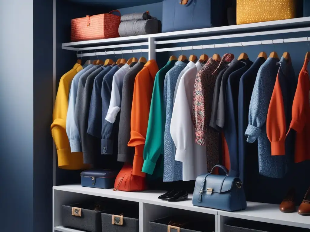 Armario infantil organizado con estilo y colorido Un armario infantil organizado con moda diversa y colorida para hijo