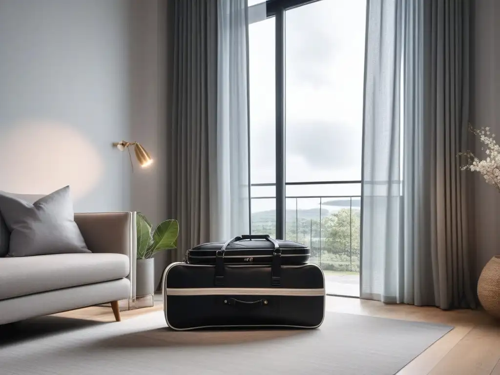 Armario cápsula de viaje para mujer: elegancia en 8k Armario petite ligero para viajar con estilo en un hotel minimalista con luz natural