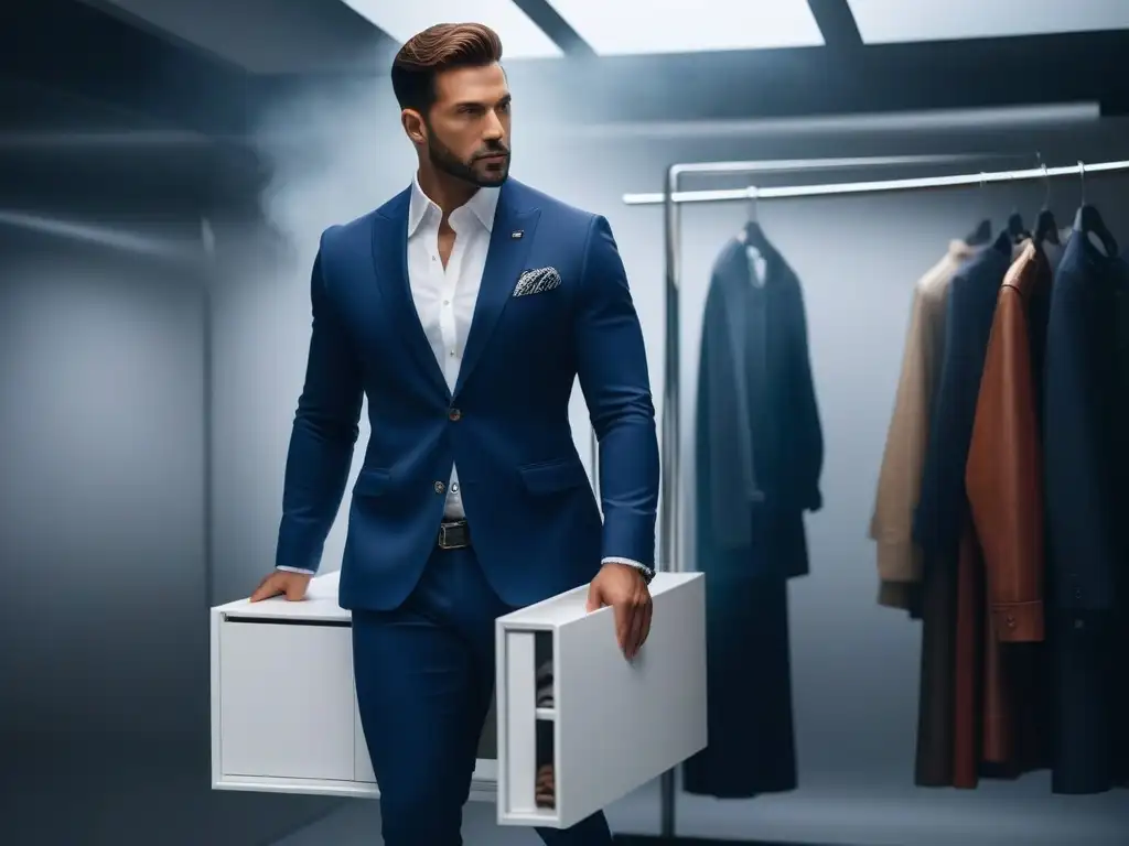 Organizador de armario moderno para espacios pequeños Armario multifuncional para prendas en armarios petite, con diseño innovador y elegante en blanco brillante y detalles cromados