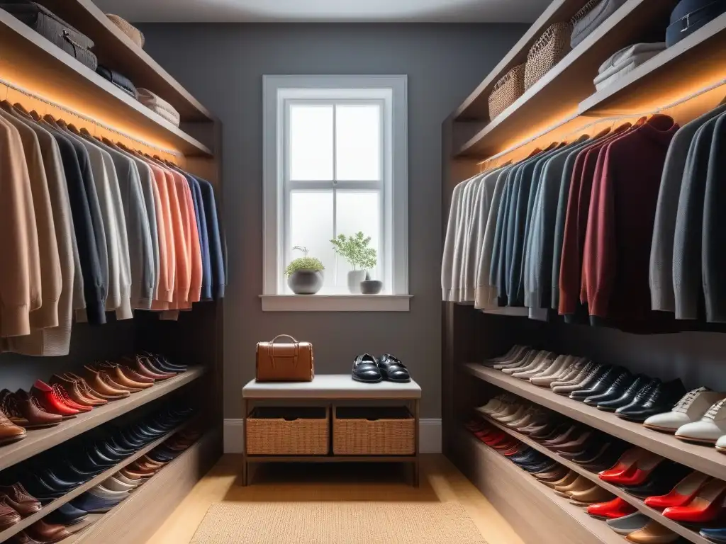 Armario ordenado: moda y luz para inspirar Armario ordenado con ropa en colores y estilos variados