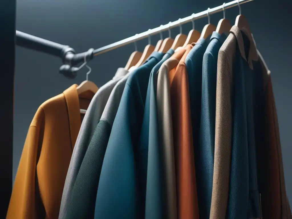 Armario sostenible y chic: moda consciente y elegante Armario sostenible sin sacrificar estilo: Closet moderno y organizado con prendas de moda ecológicas, colores terrosos y pasteles suaves