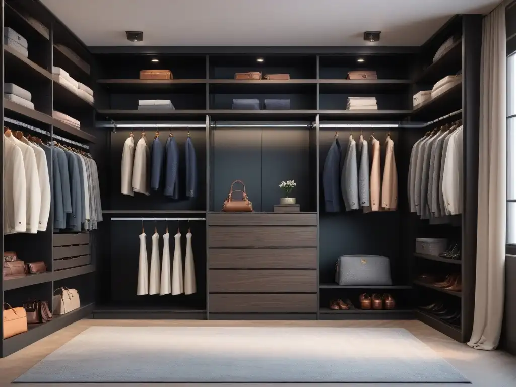 Armario inclusivo y personalizado para guardarropa transgénero Un armario transgénero personalizado desde cero con ropa variada y organizado con estilo