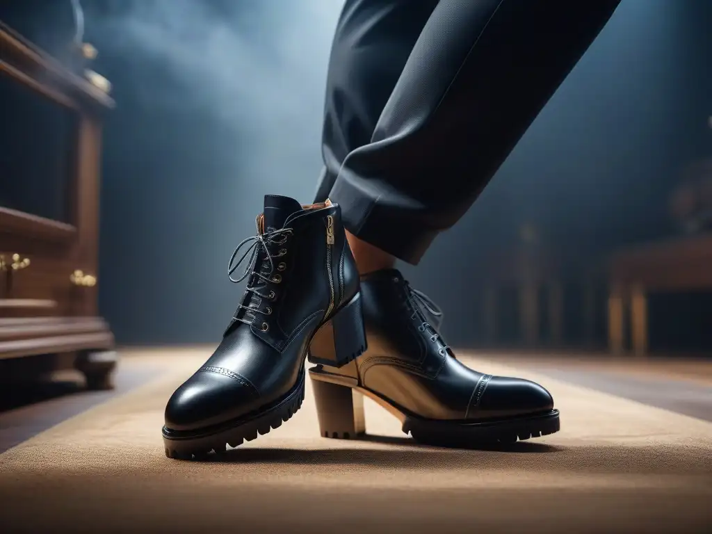 Arte en acción: limpieza detallada de zapatos de lujo Un artesano cuidadoso limpia y pule minuciosamente unos elegantes tacones de alta gama