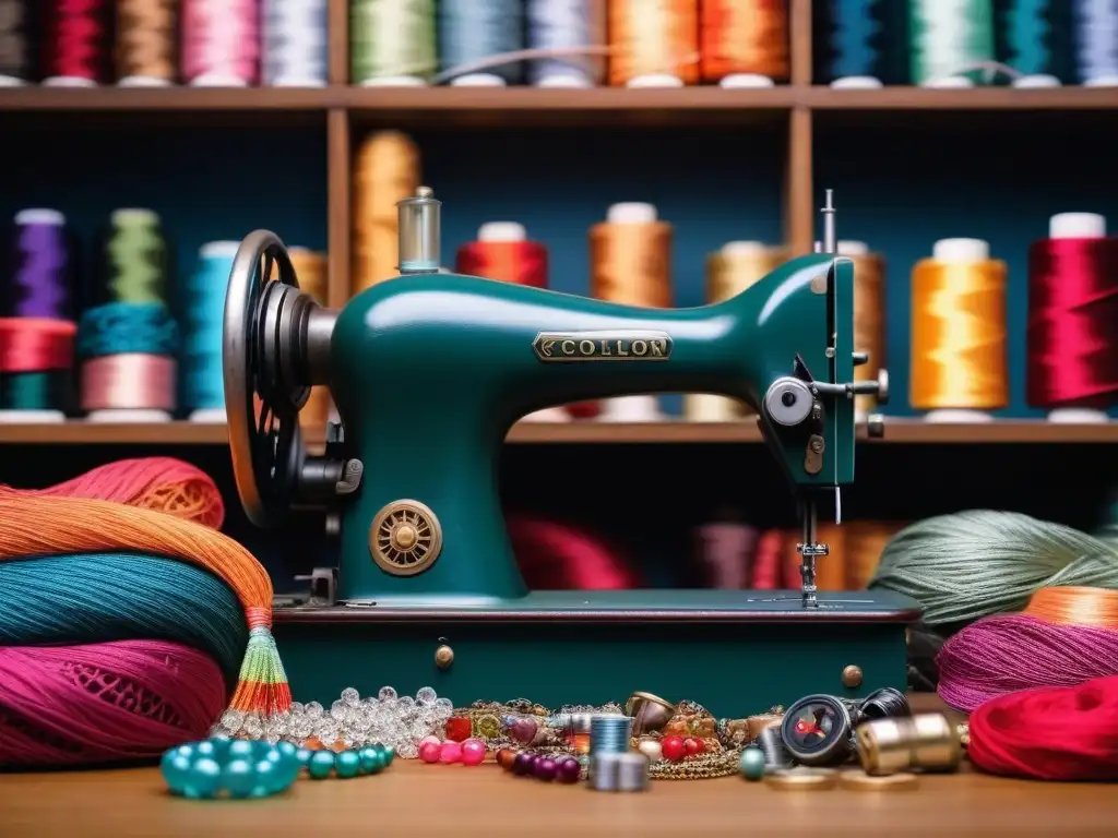 Creación de moda sostenible: artesanía y precisión en acción Un artesano habilidoso transforma con precisión retazos de tela en una prenda upcycled, en un taller sostenible y creativo