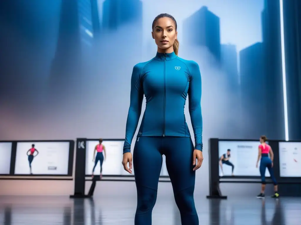 Deportistas altos en acción: tecnología y moda deportiva de vanguardia Atletas diversos en ropa deportiva adecuada tallas tall, mezcla de tecnología y moda deportiva futurista