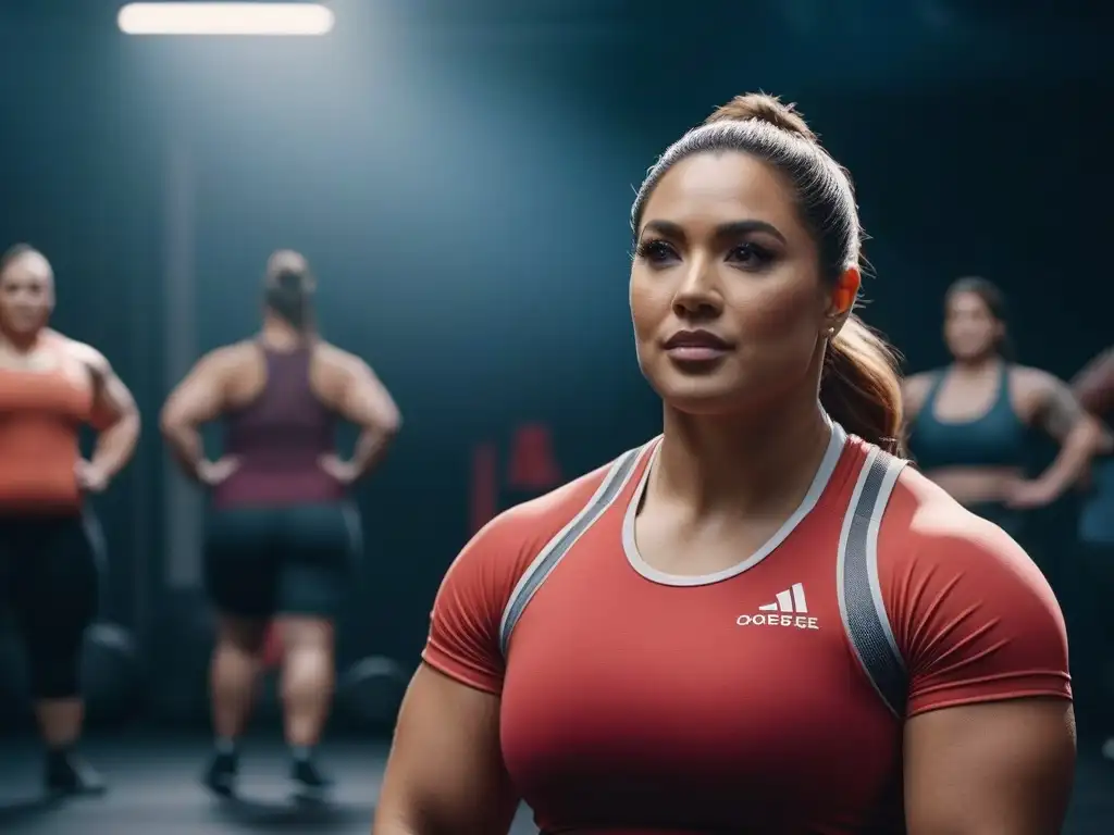 Empoderamiento y diversidad: Atletas plussize en acción Atletas de tallas grandes realizando ejercicios de Crossfit con equipamiento diverso para todos en un gimnasio moderno