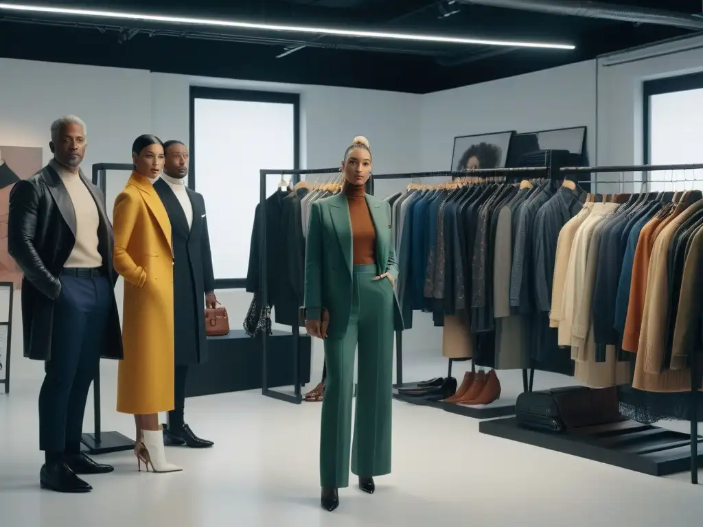 Diseño inclusivo: diversidad de estilos en estudio moderno Una atmósfera de creatividad y diversidad en un estudio de diseño con prendas inclusivas atemporales
