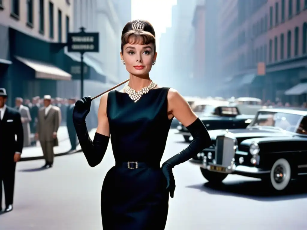 Icono de la moda: Audrey Hepburn con vestido negro en Tiffany & Co Audrey Hepburn deslumbra con el icónico vestuario de moda y cine de 'Breakfast at Tiffany's'