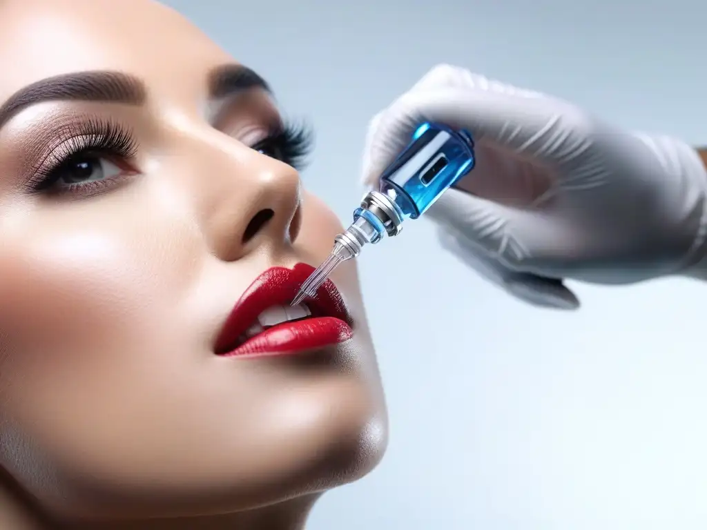 Dispositivo de microneedling futurista en acción Avanzada tecnología de tratamiento microneedling para diferentes cuerpos, con precisión y elegancia