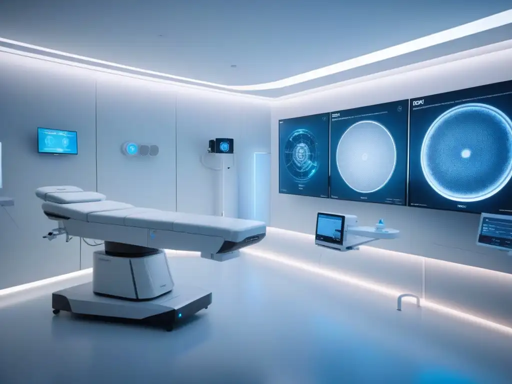 Clínica dermatológica del futuro con tecnología AI y escaneo de piel Un avanzado centro de dermatología con tecnología innovadora para tratamientos estéticos