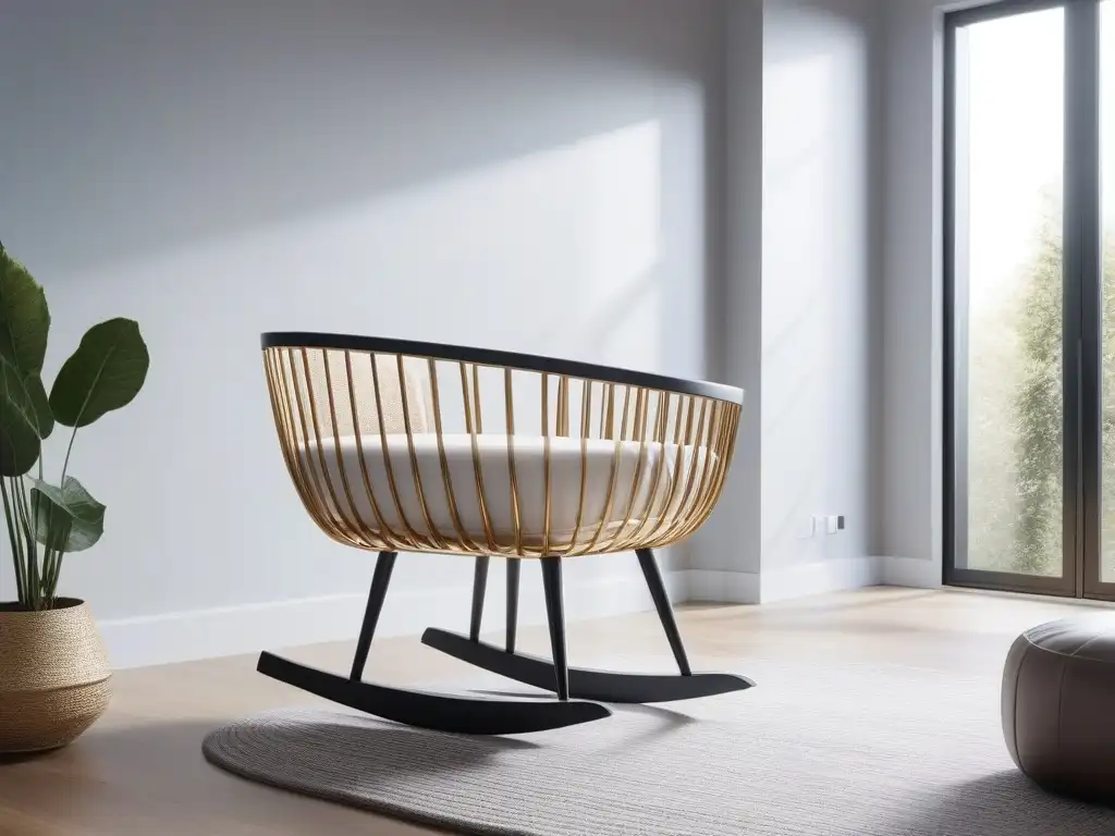 Habitación de bebé futurista con tecnología inteligente y diseño elegante Habitación de bebé moderna con domótica para estilo y comodidad
