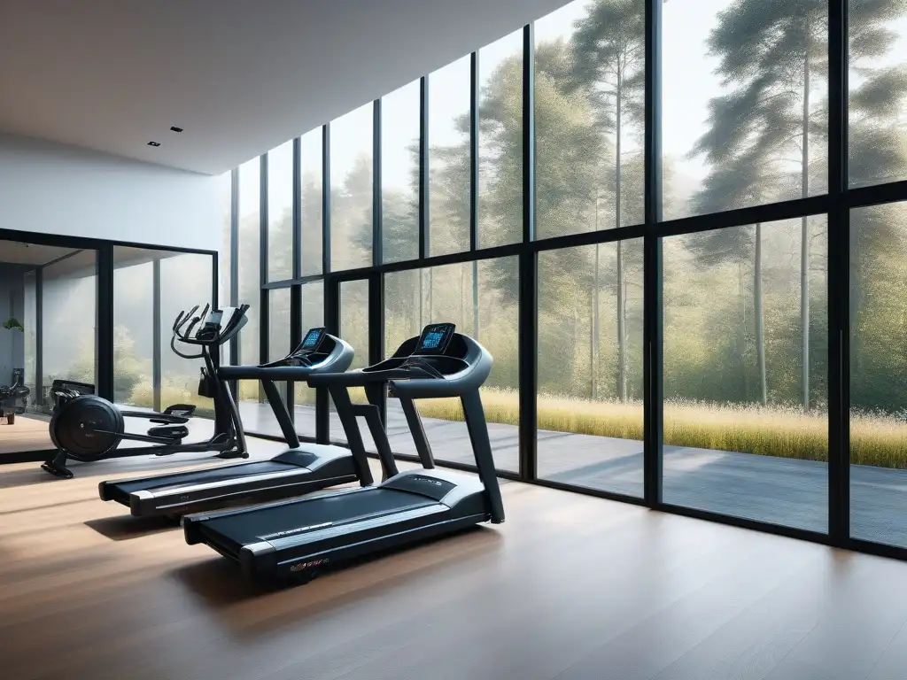 Gimnasio doméstico de lujo con equipo de fitness de alta gama Disfruta de los beneficios del equipamiento fitness de lujo en un gimnasio en casa elegante y motivador