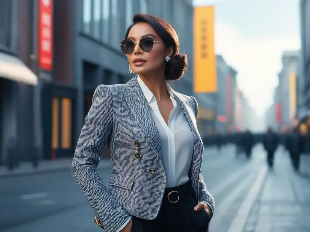 Estilo urbano: blogger petite deslumbrante en 2023 Una bloguera de moda petite destacada en un entorno urbano chic, reflejando estilo y confianza