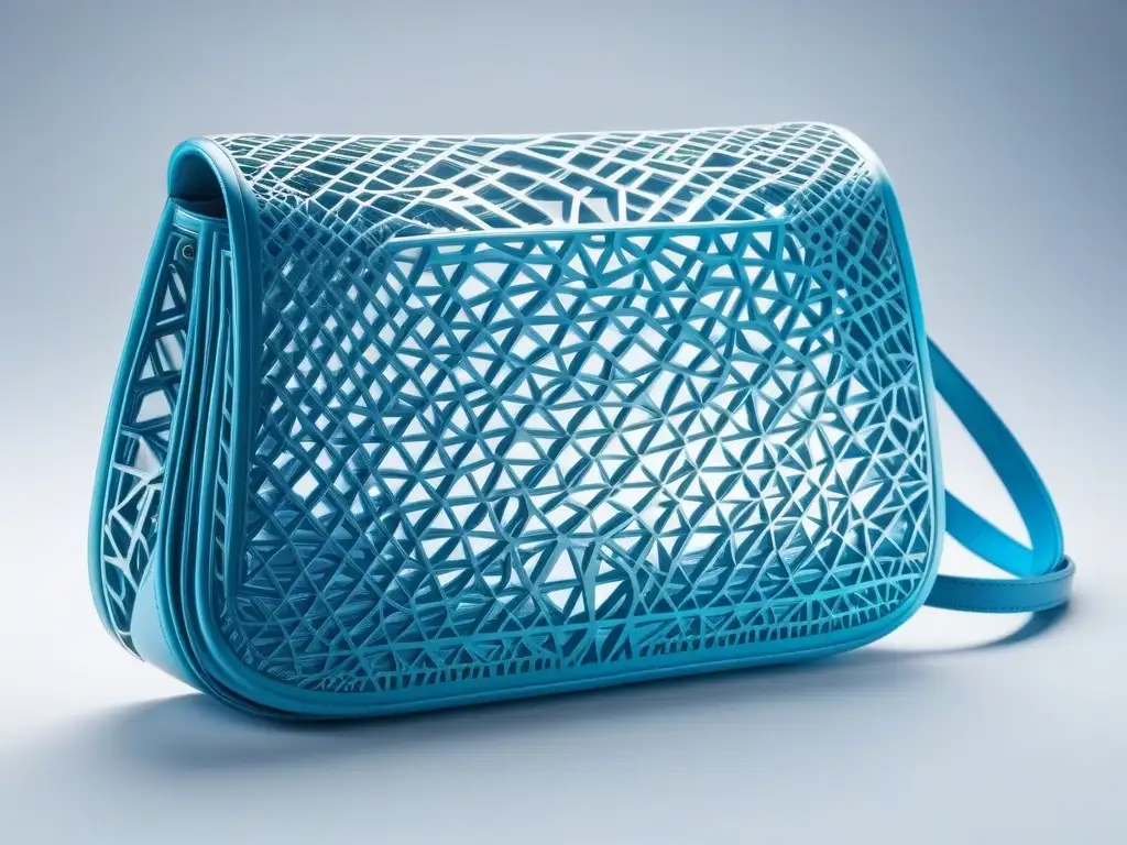 Moderno bolso 3D impreso con patrones geométricos Un bolso futurista impreso en 3D con diseños geométricos, perfecta fusión de tecnología y moda