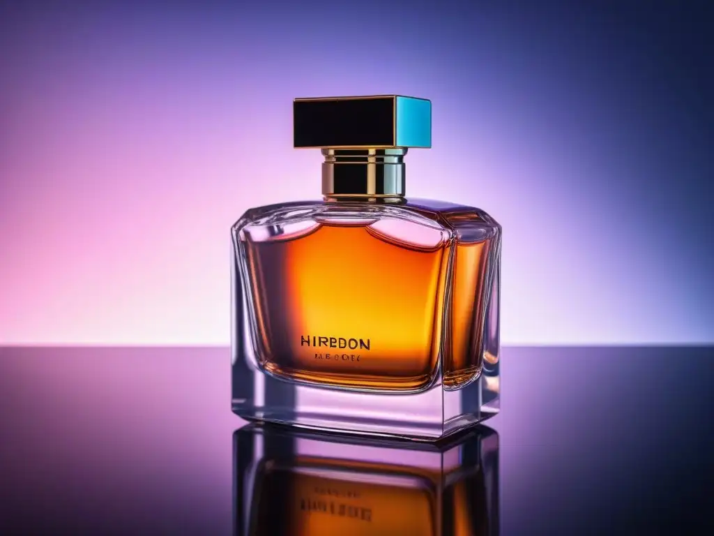Exquisita colección de frascos de perfume: lujo y elegancia Colección de botellas de perfume de lujo en superficie reflectante con iluminación suave y elegante