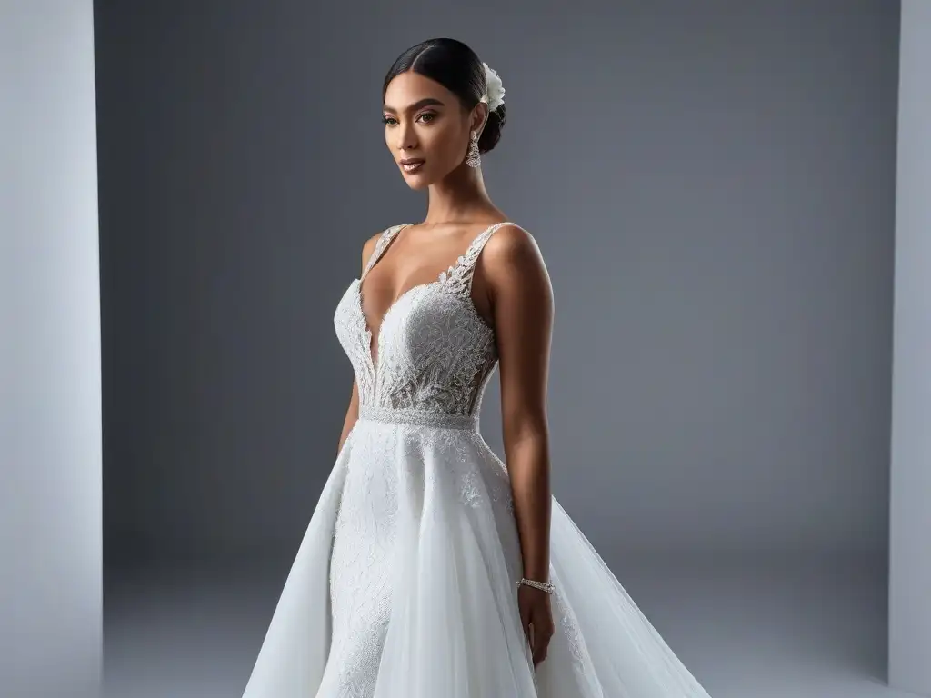 Tienda de bodas moderna: diversidad y elegancia Una boutique de bodas moderna y elegante con vestidos para novios trans, mostrando diversidad y sofisticación