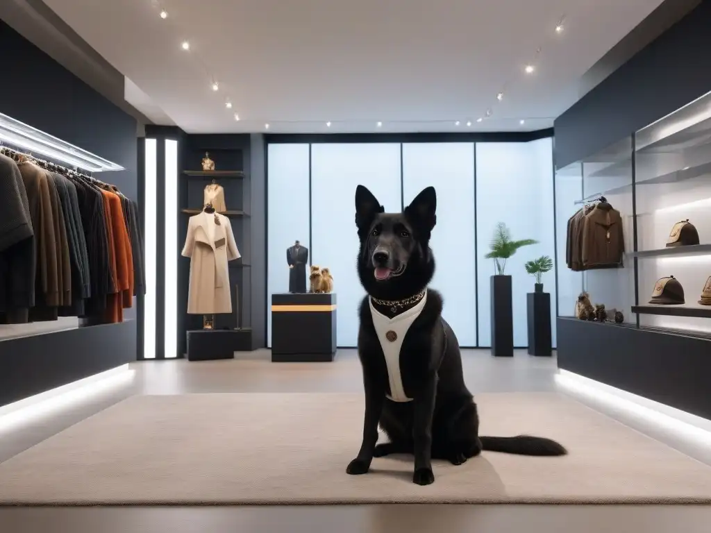 Boutique de lujo para mascotas: accesorios exclusivos y elegantes Una boutique de mascotas moderna y elegante con accesorios de moda para mascotas de lujo