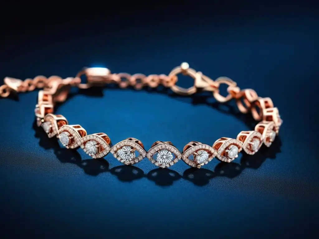 Brillante pulsera de oro rosa con diamantes: lujo y elegancia Brillante pulsera de oro rosa con diamantes, lujo para todos, en una muñeca delicada