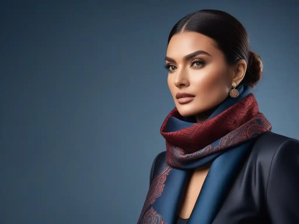 Bufanda de diseñador: Elegancia inclusiva en plus size Bufanda de diseñador en tonos profundos, elegancia y sofisticación para tallas plus
