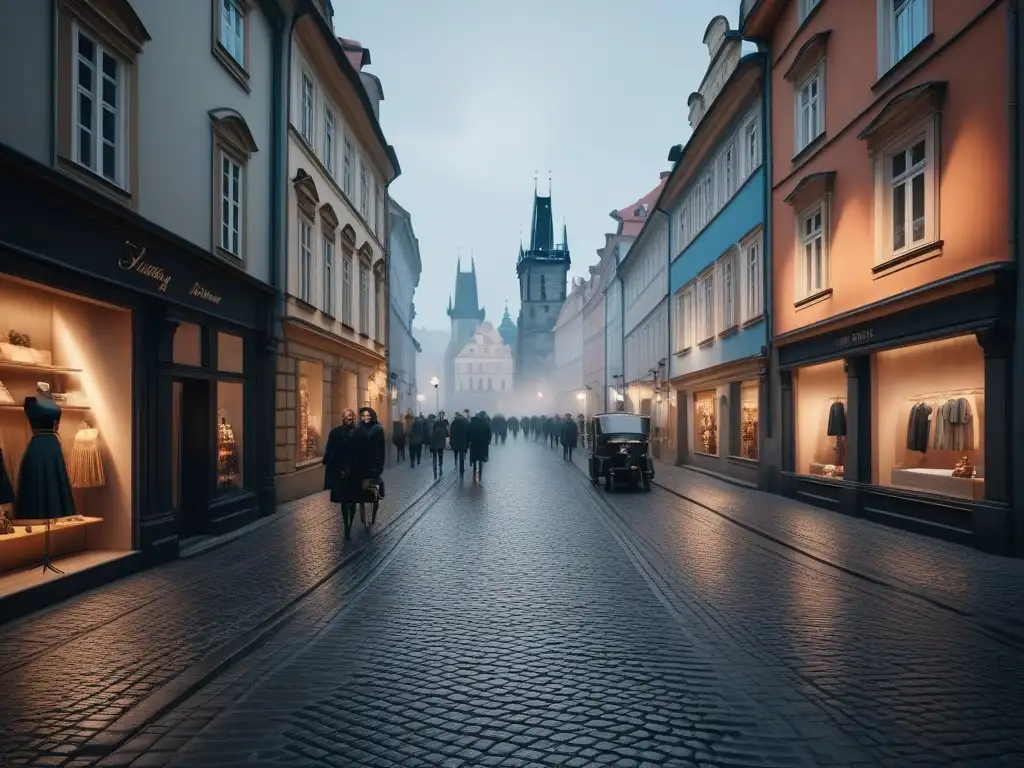 Praga inclusiva: moda de lujo y diversidad en las calles empedradas Un bullicioso escenario de moda inclusiva en Praga, tiendas elegantes, maniquíes chic y clientes diversos