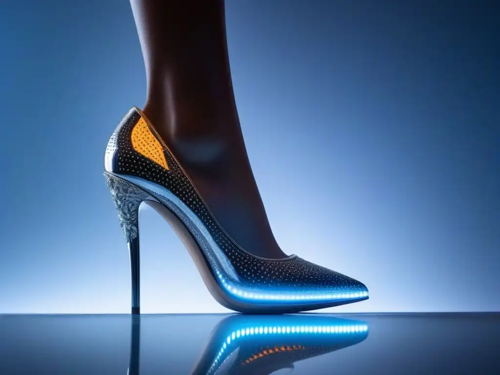 Zapato de lujo con luces LED futuristas Calzado futurista con luces LED, reflejando tecnología y elegancia