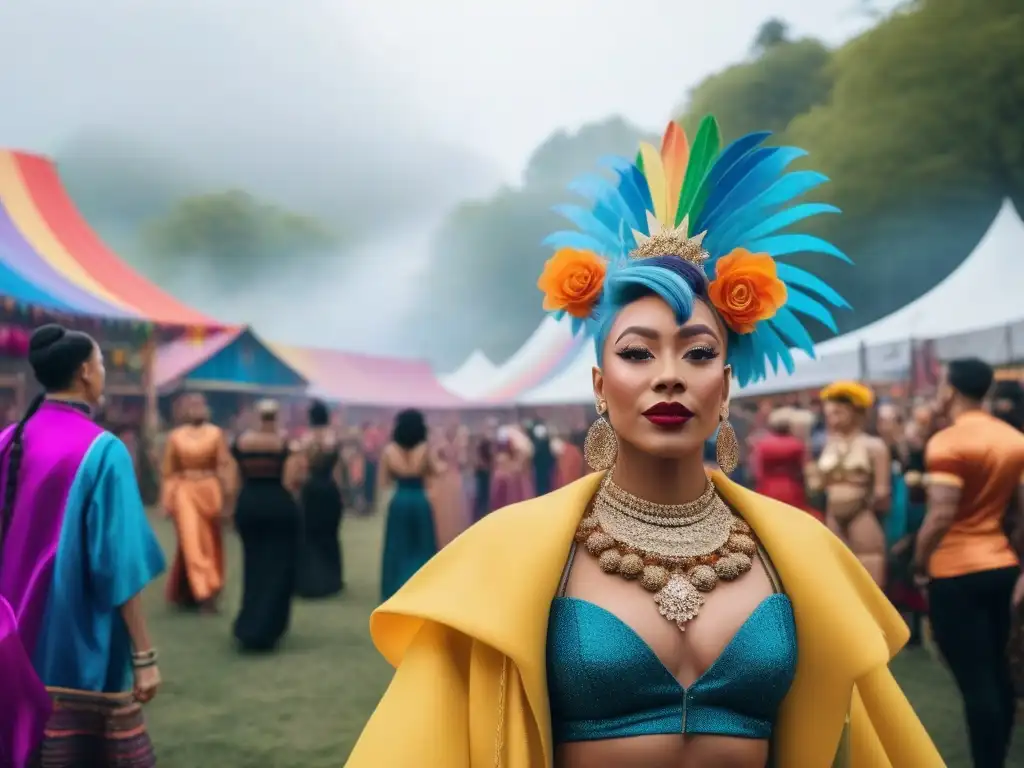 Desfile de moda LGBTQ+: celebración de la diversidad y el empoderamiento Una celebración colorida y diversa de personas LGBTQ+, mostrando looks impactantes para personas trans en un festival de moda