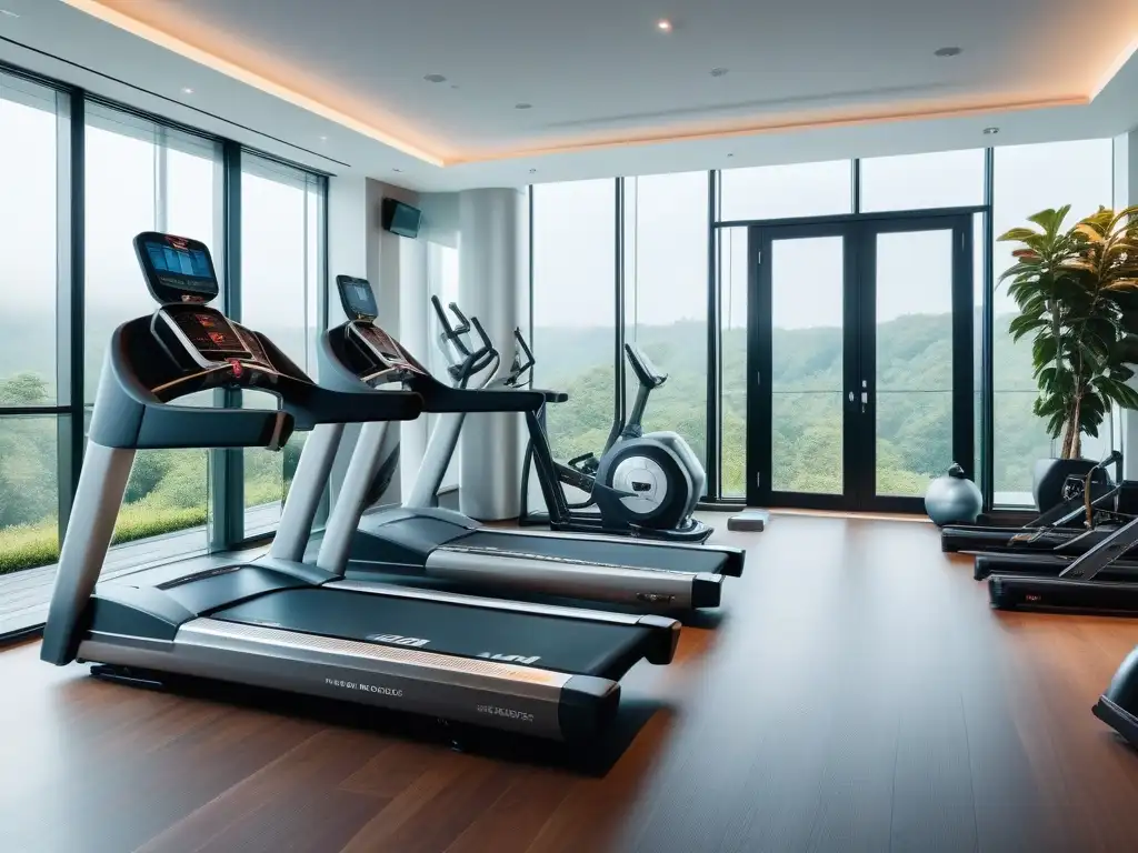 Fitness de lujo: gimnasio exclusivo con equipo premium y diseño ergonómico Un centro fitness de lujo con equipamiento de alta gama para tallas especiales
