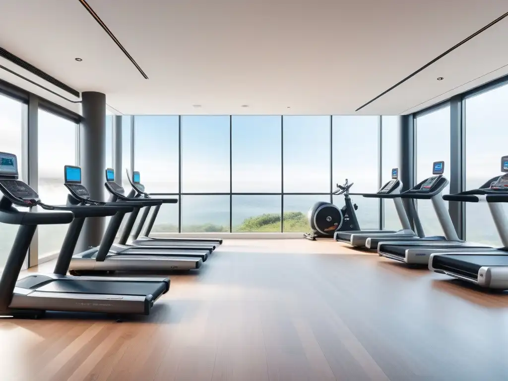 Centro de fitness de lujo para mayores: elegancia y bienestar Un centro fitness de lujo para mayores con equipamiento de última generación