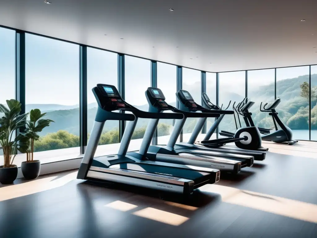 Centro de fitness de lujo: equipo de vanguardia en un ambiente inspirador Un centro de fitness de lujo con equipamiento de fitness de lujo en un ambiente profesional y inspirador
