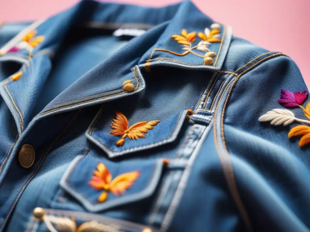 Chaqueta denim niño con bordados - moda infantil Una chaqueta denim moderna y elegante para niños petite con bordados detallados en la espalda