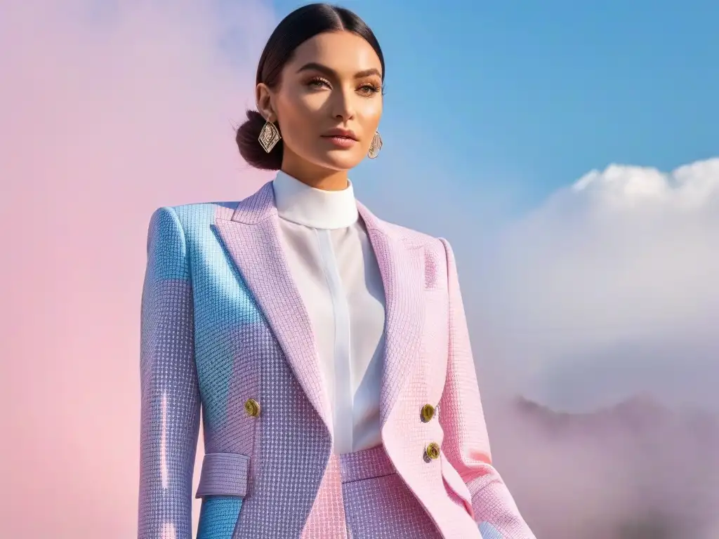 Blazer geométrico en tonos pastel: elegancia moderna Chaqueta geométrica moderna en tonos pastel, perfecta para petite siluetas