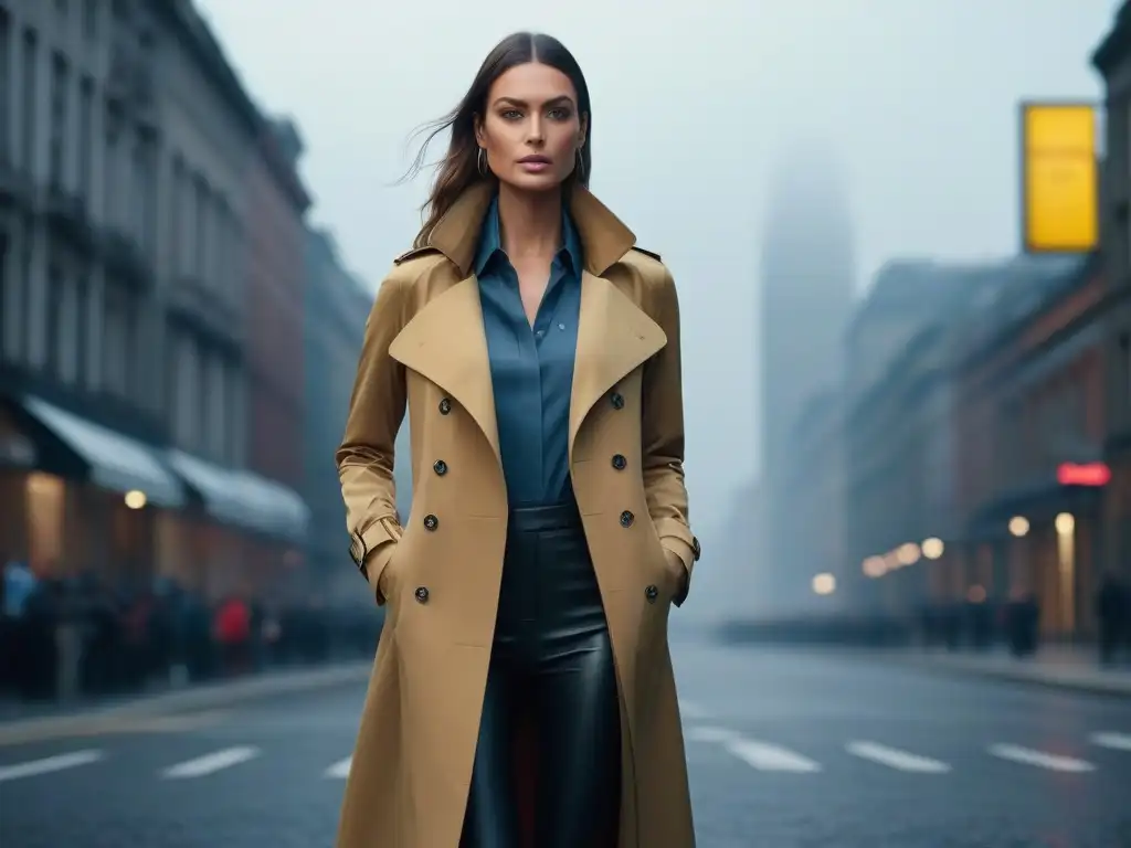 Gabardina moderna para altos: estilo impecable en la ciudad Chaquetas para tall larga ideal: Elegante trench coat en color neutro, perfectamente entallado en un modelo confiado en la ciudad