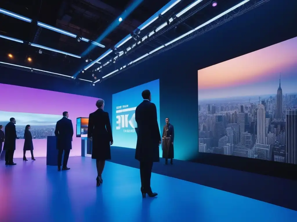 Metrópolis sostenible: moda eco y tecnología futurista Una ciudad futurista con edificios ecoamigables muestra marcas de moda sostenible en pantallas digitales