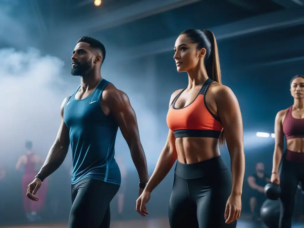 Clase de fitness inclusiva en gimnasio moderno Clase de fitness inclusivo para todas las tallas en un gimnasio moderno y vibrante