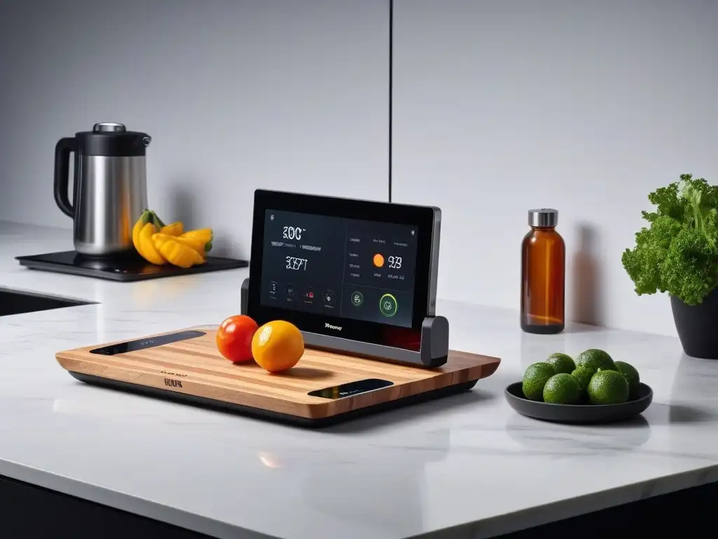 Cocina de lujo futurista con gadgets de alta tecnología Cocina futurista con gadgets de alta tecnología