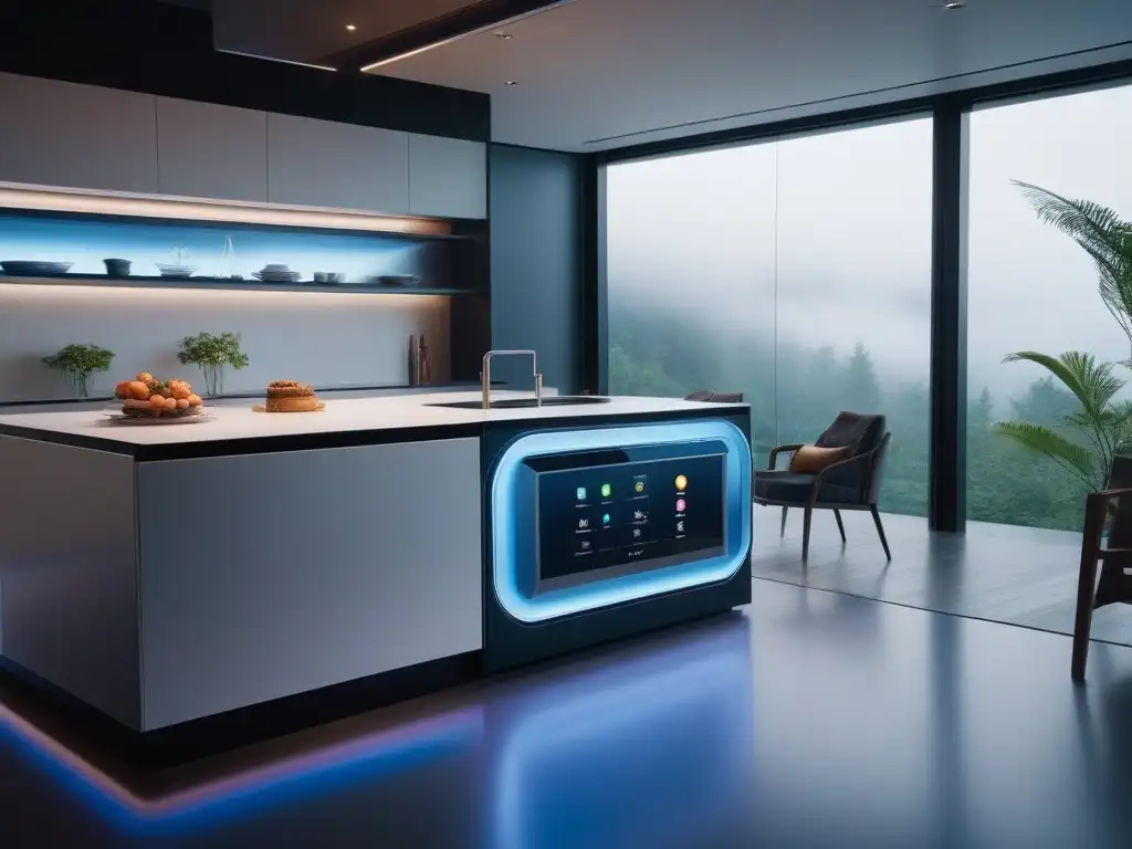Cocina futurista de lujo con gadgets y electrodomésticos innovadores Una cocina futurista llena de gadgets de alta tecnología, simbolizando la importancia de la evolución en la cocina