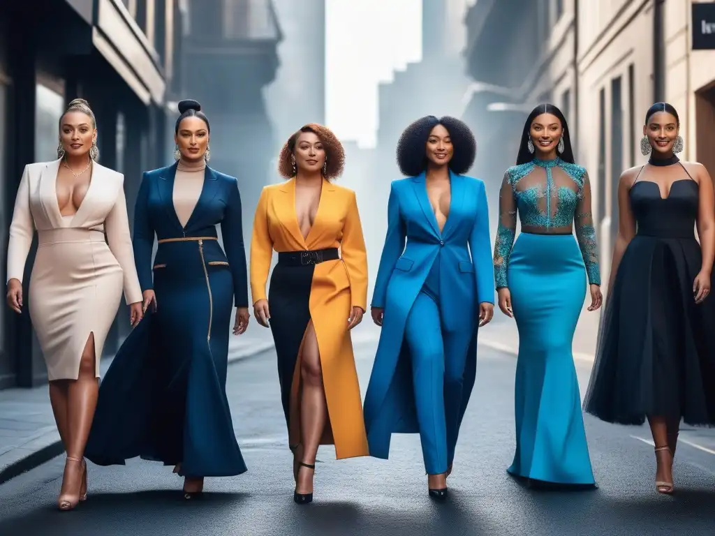Influencers de moda unidos: diversidad, estilo y empoderamiento Colaboración de influencers de moda inclusiva posando juntos en la ciudad, promoviendo diversidad y empoderamiento