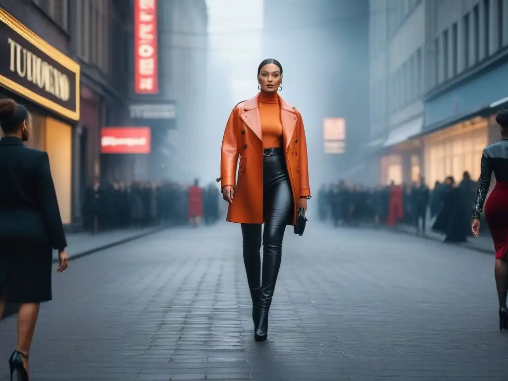 Desfile de moda urbana con modelos altos y seguros de sí mismos Colaboraciones moda tallas altas: Desfile urbano de modelos altas y seguras luciendo prendas de alta costura