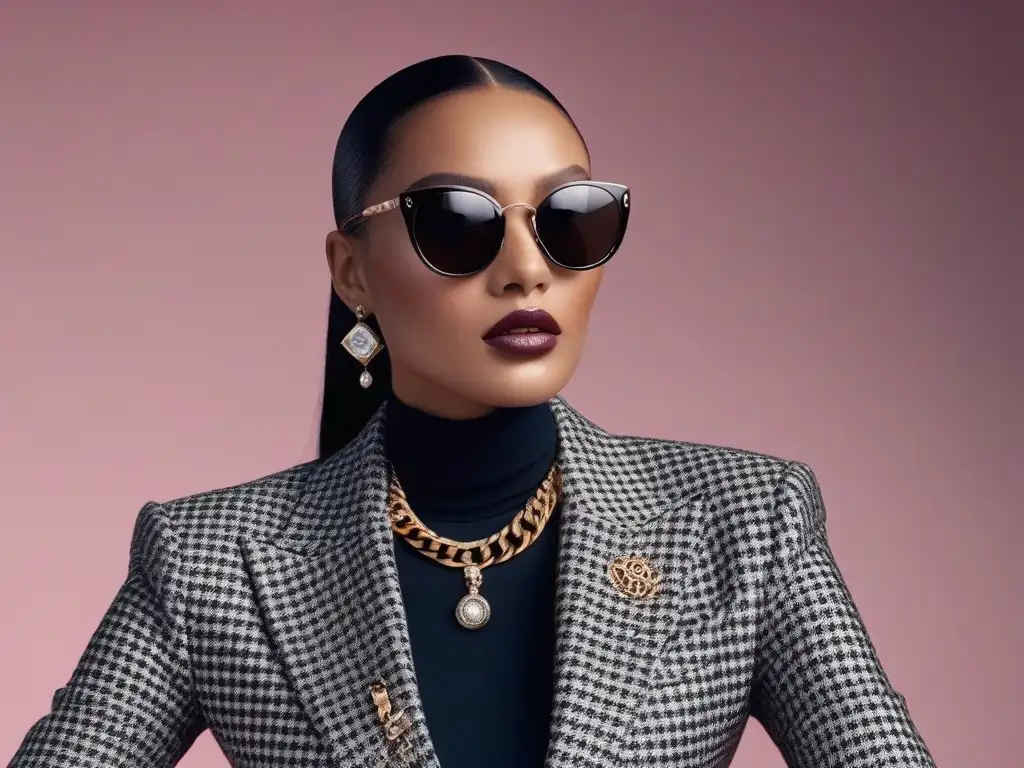 Diversidad y elegancia en accesorios de lujo Una colección de accesorios de alta gama inclusivos, donde modelos diversos exhiben elegancia y estilo en un estudio moderno