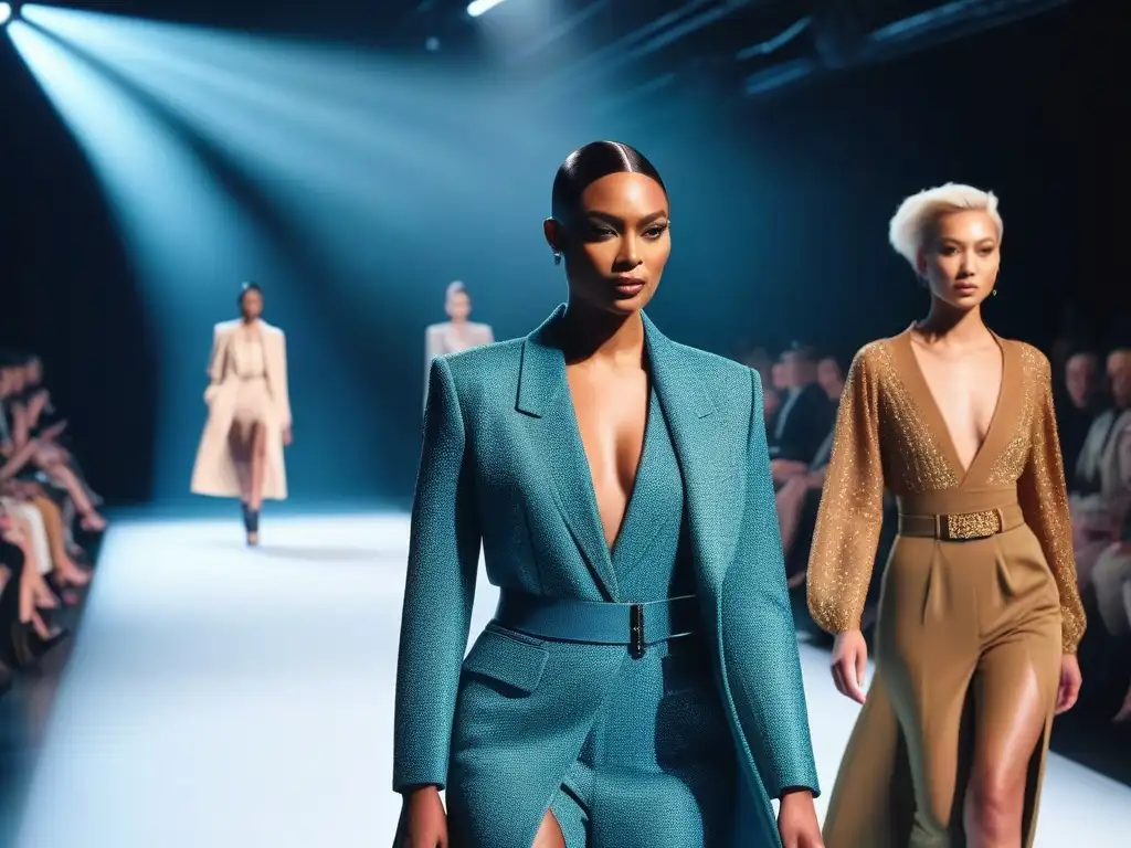 Desfile inclusivo de moda: diversidad y empoderamiento Una colección inclusiva de moda transgénero desfila con diversidad y empoderamiento en una pasarela futurista