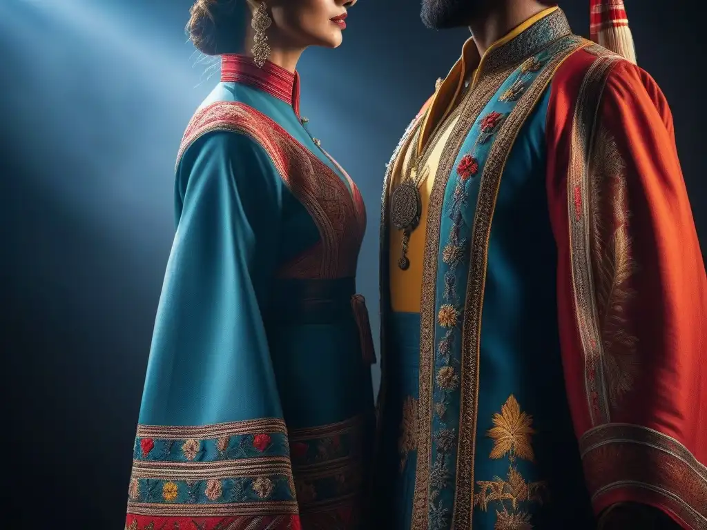 Exposición de trajes étnicos: una mirada vibrante a la diversidad cultural Una colección vibrante de trajes étnicos tradicionales de todo el mundo en un museo de moda étnica