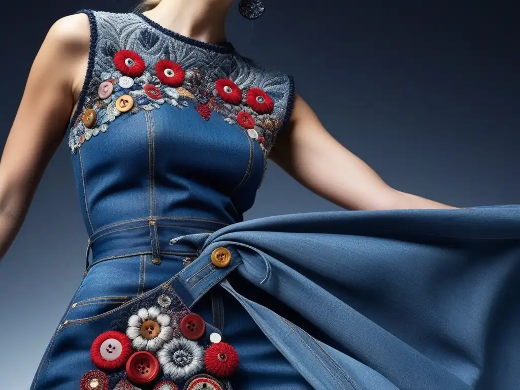 Collage de moda sustentable: piezas coloridas y creativas Un collage vibrante y colorido de moda reciclada, con detalles únicos