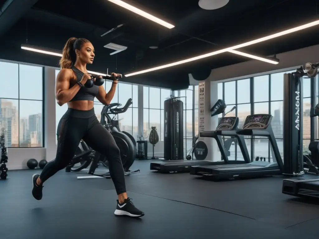 Entrenamientos personalizados en gimnasio inclusivo y moderno Una comunidad diversa se ejercita en un gimnasio moderno y motivador